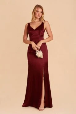 Gloria Shiny Satin Dress - Cabernet -Elegance Bridal Store cabernet gloria satin bridesmaid dress 02
