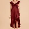 James Shiny Satin Midi Dress - Cabernet -Elegance Bridal Store cabernet james satin bridesmaid dress 01