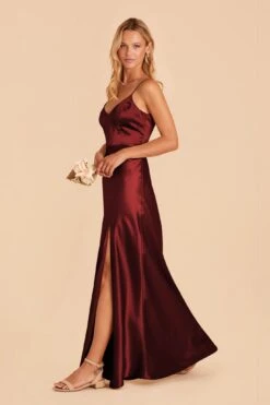 Jay Shiny Satin Dress - Cabernet -Elegance Bridal Store cabernet jay satin bridesmaid dress 01
