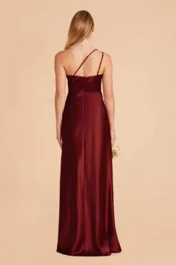Kensie Shiny Satin Dress - Cabernet -Elegance Bridal Store cabernet kensie satin bridesmaid dress 01