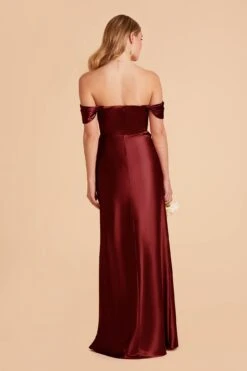 Mia Shiny Satin Convertible Dress - Cabernet -Elegance Bridal Store cabernet mia convertible satin bridesmaid dress 01