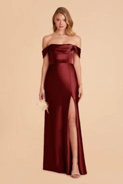 Mia Shiny Satin Convertible Dress - Cabernet -Elegance Bridal Store cabernet mia convertible satin bridesmaid dress 02