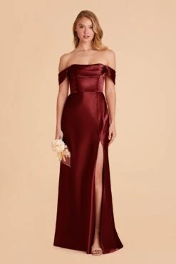 Mia Shiny Satin Convertible Dress - Cabernet -Elegance Bridal Store cabernet mia convertible satin bridesmaid dress 03