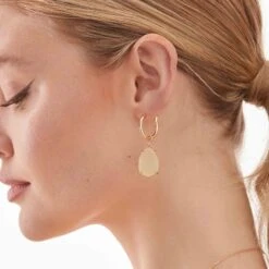 Hendrix Teardrop Earrings - Champagne 11 Hendrix Teardrop Earrings - Champagne -Elegance Bridal Store champagne druzy hendrix hoop earrings accessories 02