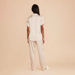 Jonny Satin Short Sleeve And Pant Set - Champagne 14 Jonny Satin Short Sleeve And Pant Set - Champagne -Elegance Bridal Store champagne jonny satin short sleeve pants bridesmaid pajamas set 06