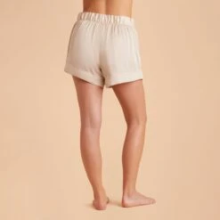 Jonny Satin Pajama Shorts - Champagne 20 Jonny Satin Pajama Shorts - Champagne -Elegance Bridal Store champagne jonny satin shorts bridesmaid pajamas 02