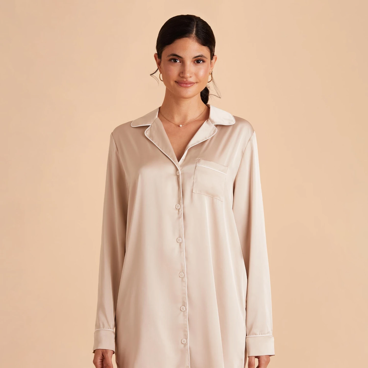 Kamryn Satin Sleepshirt - Champagne 6 Kamryn Satin Sleepshirt - Champagne - Image 4