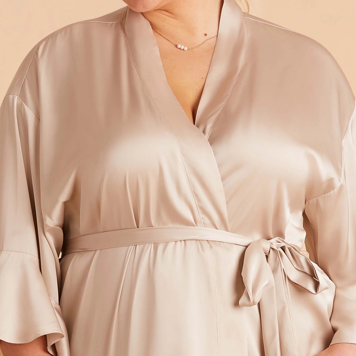 Kenny Ruffle Satin Robe - Champagne 9 Kenny Ruffle Satin Robe - Champagne - Image 7