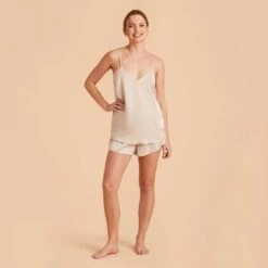 Olivia Cami And Shorts Set - Champagne 23 Olivia Cami And Shorts Set - Champagne -Elegance Bridal Store champagne olivia satin cami full body bridesmaid pajamas 01 76234000 3371 4e43 a7f2 987599676088