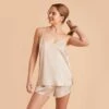 Olivia Satin Cami Top - Champagne -Elegance Bridal Store champagne olivia satin cami top bridesmaid pajamas 03