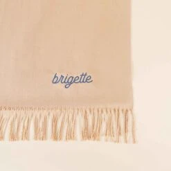 Shawl With Fringe - Beige -Elegance Bridal Store cream cashmere shawl personalized flat lay 01