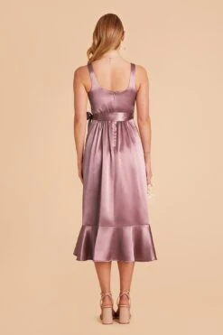 Eugenia Shiny Satin Convertible Midi Dress - Dark Mauve -Elegance Bridal Store dark mauve eugenia convertible satin bridesmaid dress 05
