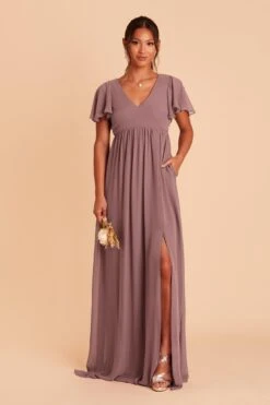 Hannah Empire Dress - Dark Mauve
