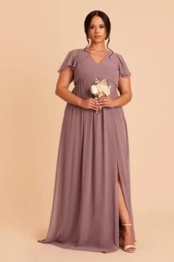 Hannah Empire Dress - Dark Mauve -Elegance Bridal Store dark mauve hannah plus size bridesmaid dress 01