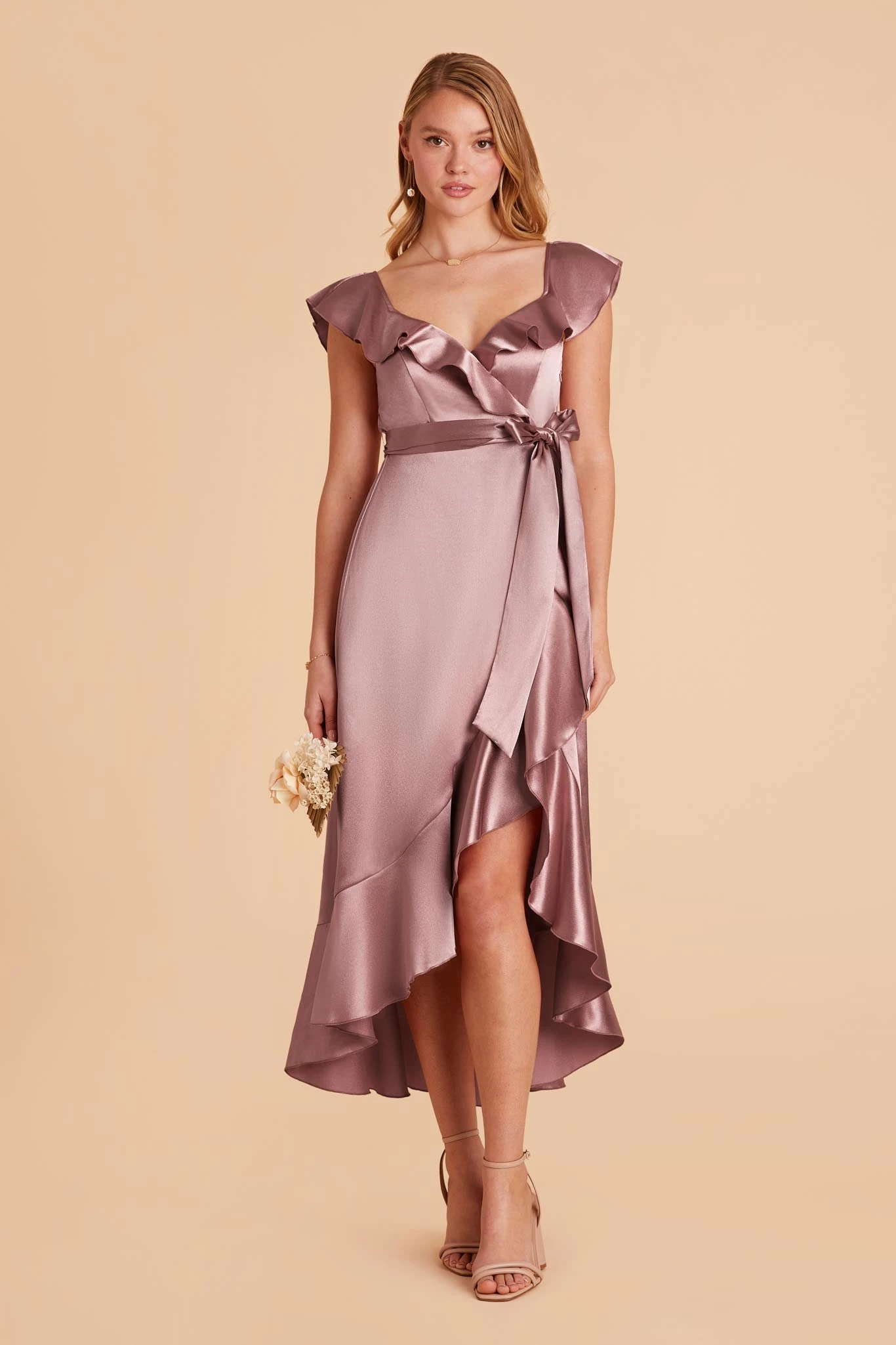 James Shiny Satin Midi Dress - Dark Mauve 5 James Shiny Satin Midi Dress - Dark Mauve - Image 3