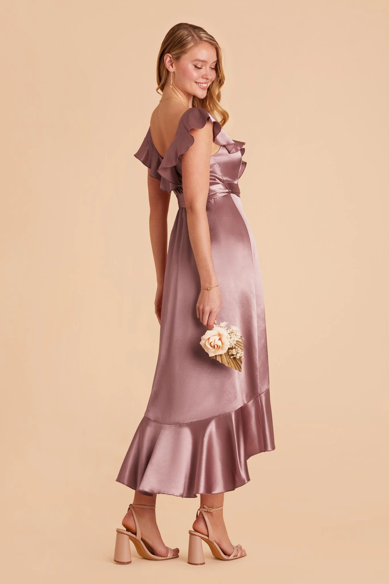 James Shiny Satin Midi Dress - Dark Mauve 7 James Shiny Satin Midi Dress - Dark Mauve - Image 5