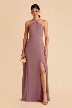 Juliet Chiffon Dress - Dark Mauve 14 Juliet Chiffon Dress - Dark Mauve -Elegance Bridal Store dark mauve juliet slit bridesmaid dress 02
