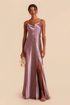 Lisa Long Shiny Satin Dress - Dark Mauve -Elegance Bridal Store dark mauve lisa long satin bridesmaid dress 04