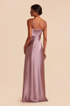 Lisa Long Shiny Satin Dress - Dark Mauve -Elegance Bridal Store dark mauve lisa long satin bridesmaid dress 06