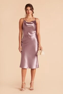 Lisa Shiny Satin Midi Dress - Dark Mauve -Elegance Bridal Store dark mauve lisa midi satin bridesmaid dress 01