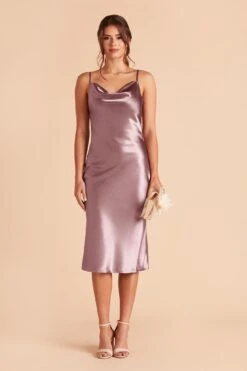 Lisa Shiny Satin Midi Dress - Dark Mauve -Elegance Bridal Store dark mauve lisa midi satin bridesmaid dress 03