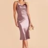 Lisa Shiny Satin Midi Dress - Dark Mauve 2 Lisa Shiny Satin Midi Dress - Dark Mauve -Elegance Bridal Store dark mauve lisa midi satin bridesmaid dress 05