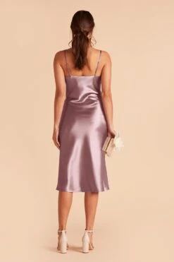 Lisa Shiny Satin Midi Dress - Dark Mauve -Elegance Bridal Store dark mauve lisa midi satin bridesmaid dress 07
