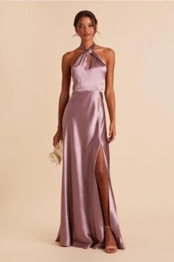Monica Shiny Satin Dress - Dark Mauve -Elegance Bridal Store dark mauve monica satin bridesmaid dress 01