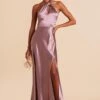 Monica Shiny Satin Dress - Dark Mauve -Elegance Bridal Store dark mauve monica satin bridesmaid dress 02
