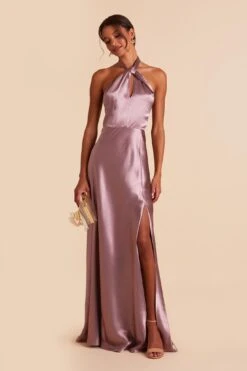 Monica Shiny Satin Dress - Dark Mauve -Elegance Bridal Store dark mauve monica satin bridesmaid dress 04