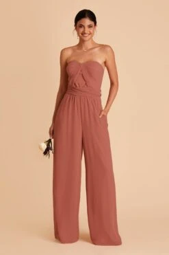 Gigi Convertible Jumpsuit - Desert Rose -Elegance Bridal Store desert rose gigi convertible bridesmaid jumpsuit 01