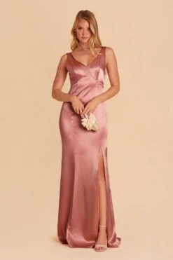 Gloria Shiny Satin Dress - Desert Rose -Elegance Bridal Store desert rose gloria satin bridesmaid dress 02
