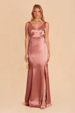 Gloria Shiny Satin Dress - Desert Rose -Elegance Bridal Store desert rose gloria satin bridesmaid dress 03