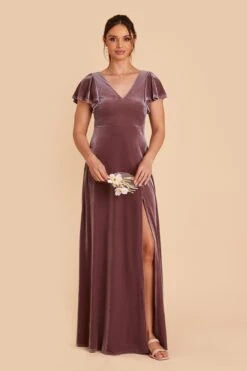 Hannah Velvet Dress - Desert Rose -Elegance Bridal Store desert rose hannah velvet bridesmaid dress 01