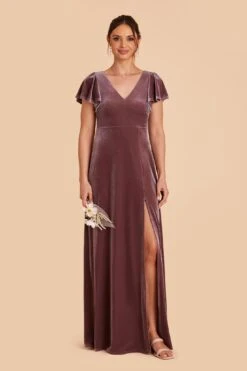 Hannah Velvet Dress - Desert Rose -Elegance Bridal Store desert rose hannah velvet bridesmaid dress 02
