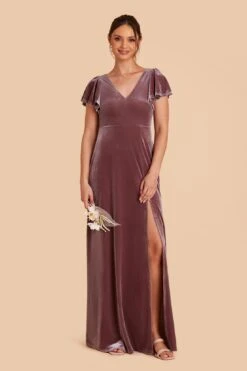 Hannah Velvet Dress - Desert Rose -Elegance Bridal Store desert rose hannah velvet bridesmaid dress 03