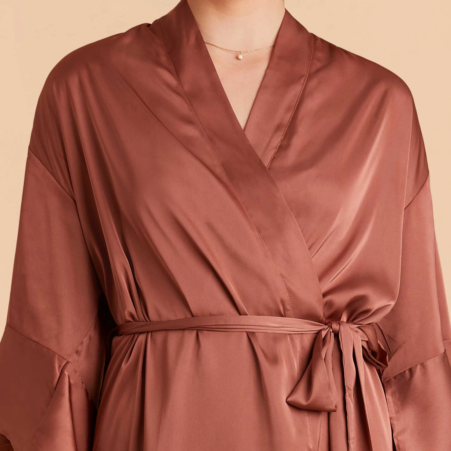 Kenny Ruffle Satin Robe - Desert Rose 17 Kenny Ruffle Satin Robe - Desert Rose - Image 15