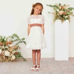 Liz Flower Girl Sash - Desert Rose -Elegance Bridal Store desert rose liz flower girl sash lifestyle 01