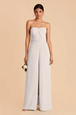 Gigi Convertible Jumpsuit - Dove Gray -Elegance Bridal Store dove gray gigi convertible bridesmaid jumpsuit 01