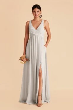 Laurie Empire Dress - Dove Gray 15 Laurie Empire Dress - Dove Gray -Elegance Bridal Store dove gray laurie slit bridesmaid dress 02
