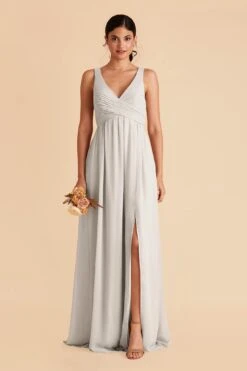 Laurie Empire Dress - Dove Gray 14 Laurie Empire Dress - Dove Gray -Elegance Bridal Store dove gray laurie slit bridesmaid dress 03