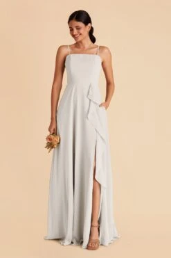 Winnie Convertible Chiffon Dress - Dove Gray -Elegance Bridal Store dove gray winnie convertible slit bridesmaid dress 03