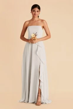 Winnie Convertible Chiffon Dress - Dove Gray -Elegance Bridal Store dove gray winnie convertible slit bridesmaid dress 05