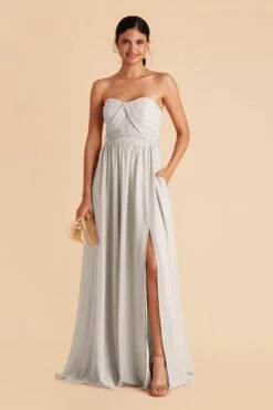 Grace Convertible Dress - Dove Gray -Elegance Bridal Store dove grey grace convertible slit bridesmaid dress 02