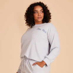 Crew Neck Sweatshirt - Dusty Blue -Elegance Bridal Store dusty blue crewneck plus size loungewear 03 8d521522 0000 4dee 9fdd d5a0e0a038c4
