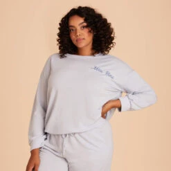 Crew Neck Sweatshirt - Dusty Blue -Elegance Bridal Store dusty blue crewneck plus size loungewear 05 b1fb6451 c11e 446d bb9a 7df026ec9a2c