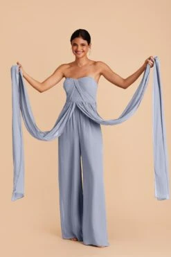Gigi Convertible Jumpsuit - Dusty Blue -Elegance Bridal Store dusty blue gigi convertible bridesmaid jumpsuit 02