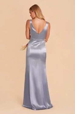 Gloria Shiny Satin Dress - Dusty Blue 14 Gloria Shiny Satin Dress - Dusty Blue -Elegance Bridal Store dusty blue gloria satin bridesmaid dress 04