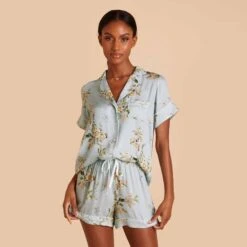 Jonny Floral Pajama Set - Dusty Blue Floral Meadow