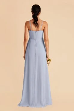 Winnie Convertible Chiffon Dress - Dusty Blue -Elegance Bridal Store dusty blue winnie convertible slit bridesmaid dress 01